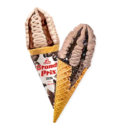 Lasunka ice-cream Grand prix with raspberry in waffle cone- 2