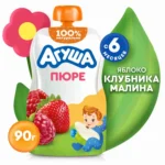 Агуша детское пюре клубника-малина,90г - Agusha strawberry-raspberry baby purée, 90g 3 malina