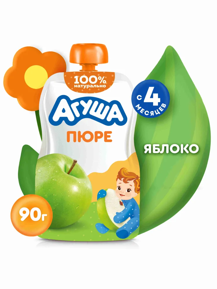 Агуша детское пюре яблоко,90гр – Agusha apple baby puree, 90g