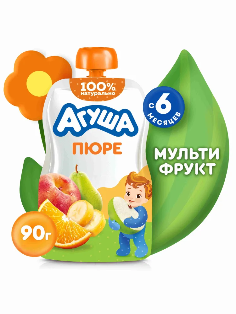 Агуша детское пюре мультифрукт 90г – Agusha multifruit baby purée 90g