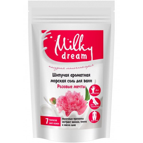 Milky Dream Effervescent Aromatic Sea Bath Salt Pink Dreams, 300 g doy-pack