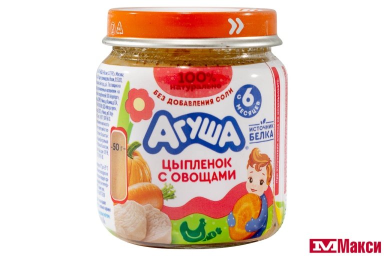 Агуша пюре с цыпленком и овощами, 80г – Agusha Chicken and Vegetable Puree, 80g