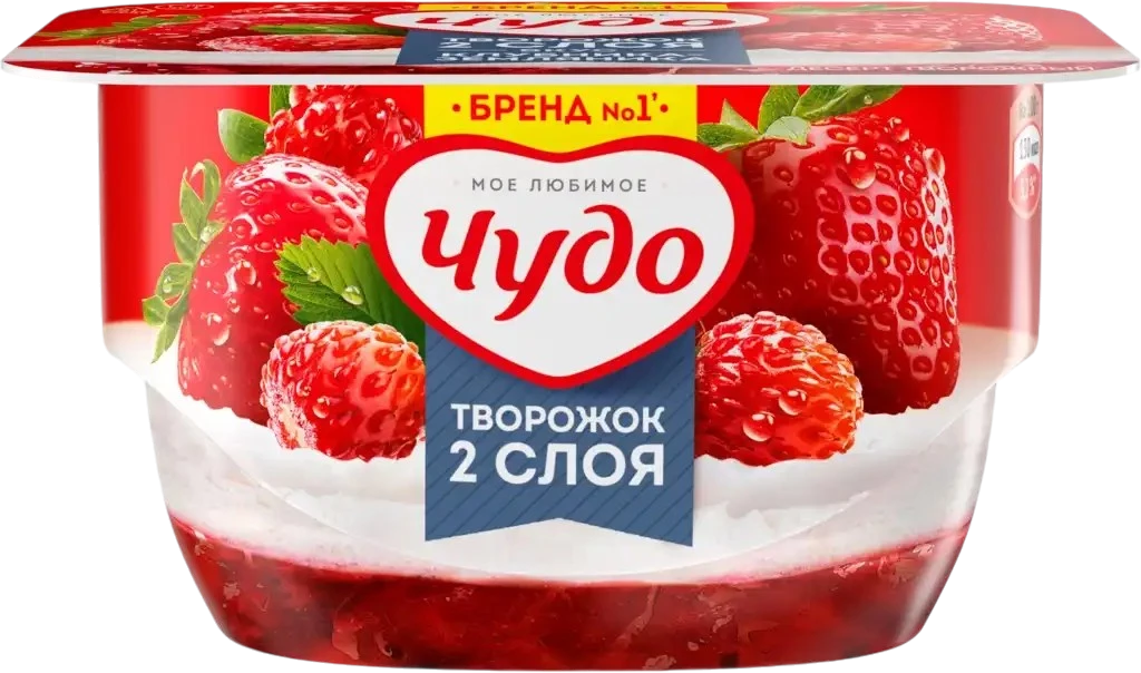 Chudo Cottage Cheese Dessert with Strawberry and Wild Strawberry 100 gr
