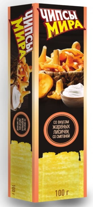 Мира Чипсы картофельные жареные лисички и сметана 100 г – Mira Potato Chips – Fried Chanterelles and Sour Cream, 100 g