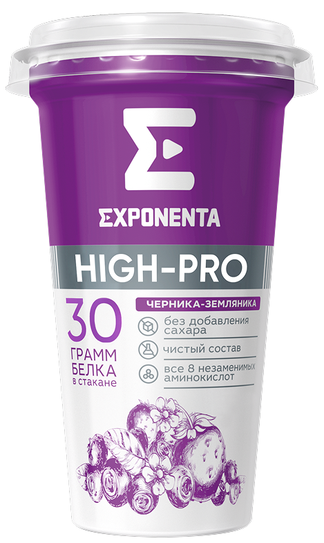 Exponenta High Pro Blueberries and strawberries 30 grams of protein per glass 250G