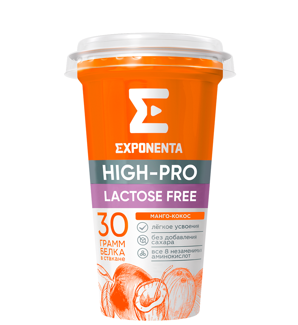 Exponenta High Pro Mango-coconut 30 grams of protein per glass 250G