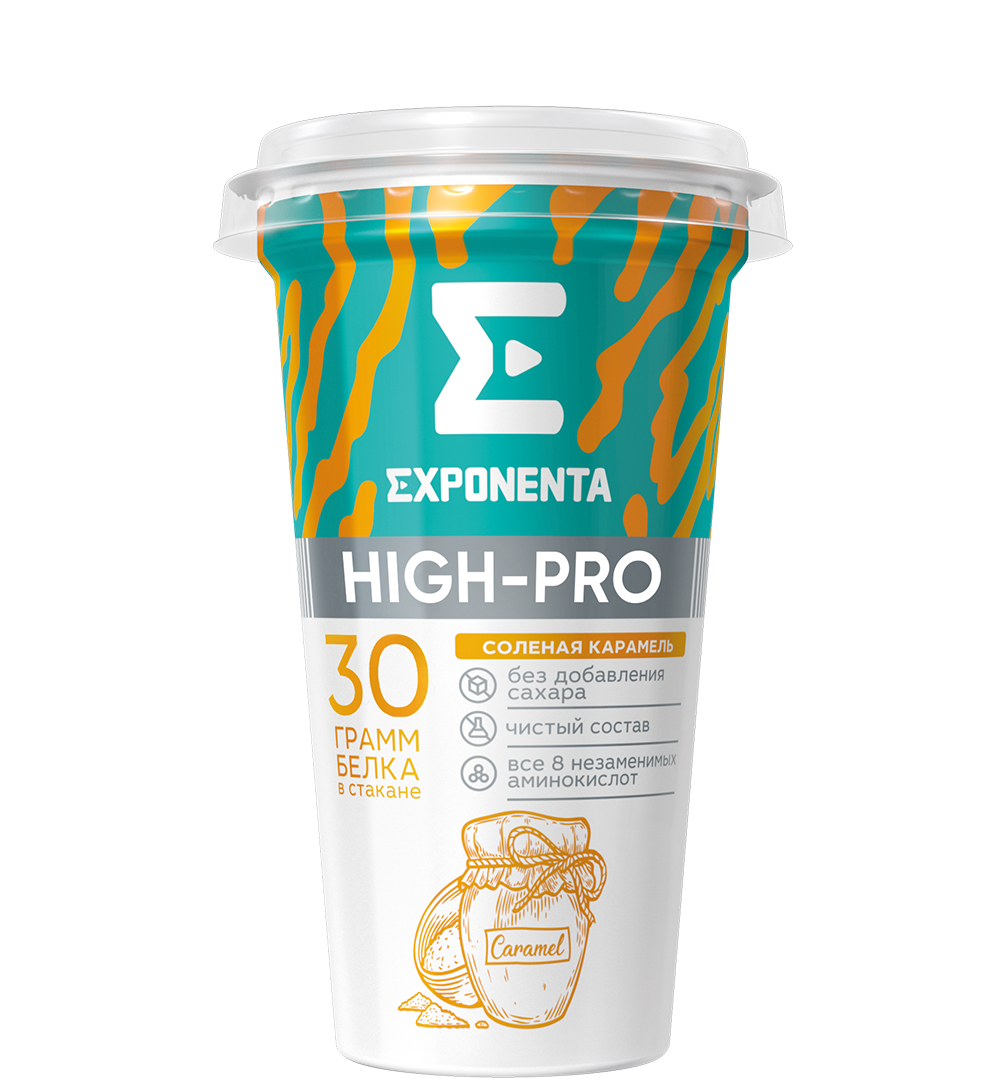 Exponenta High Pro salted caramel 30 grams of protein per glass 250G