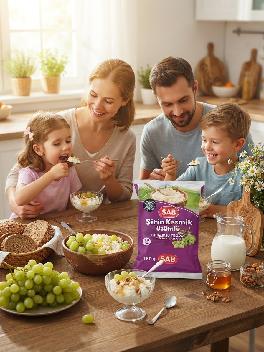 SAB Сладкий творог с виноградом 20% 180гр — SAB Sweet Cottage Cheese with Grapes 20% 180g