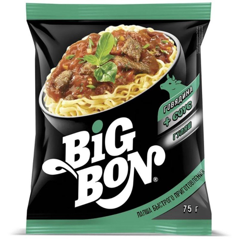 Big Bon лапша говядина + соус гульяш 75гр — Big Bon Beef Noodles + Goulash Sauce 75g
