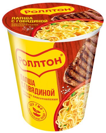 Роллтон Лапша горячая порция с говядиной, 70г — Rollton Hot Portion Beef Flavor, 70g